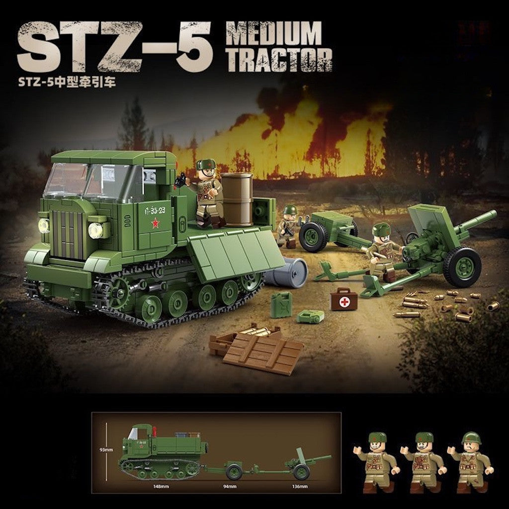 733PCS Military STZ-5 Medium Tractor Figure Model Toy Buiding Block Brick Gift Kids DIY Set New Compatible Lego