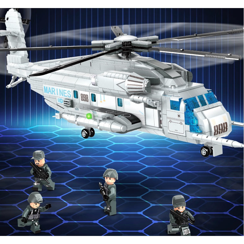 1242PCS MOC Military WW2 US Sikorsky CH-52E Super Stallion Transport Helicopter Figure Model Toy Building Block Brick Gift Kids Compatible Lego