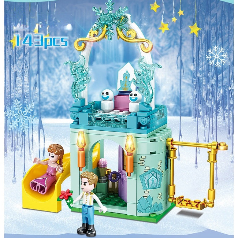 8Pcs Fairy Tale Princess Girl Belle Cinderella Aurora Rapunzel Snow Model  Building Blocks Enlighten Figure Toys