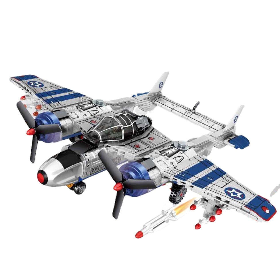 479PCS Military WW2 US P38 Lightning Air Fighter Figure Model Construction Toy Building Block Brick Gift Kids Compatible Lego