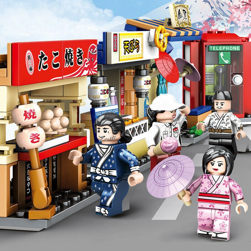 545PCS Mini Japanese City Street Market Shop Educational Toy Building Blocks Bricks Figures Fully Compatible With Lego