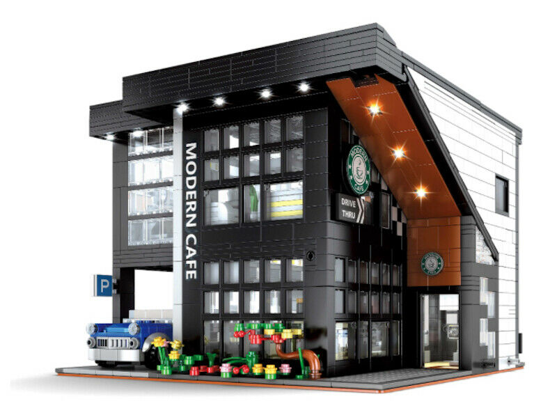 2926PCS City Street MOC Coffee Cafe Shop Building Blocks Bricks Figure Model Educational Toy Fully Compatible With Lego