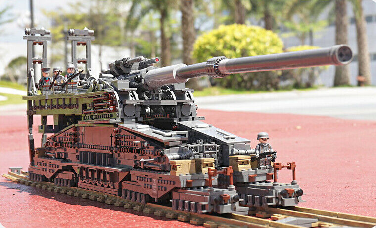 WW2 Gustav Dora Cannon Railway Gun WWII Building Blocks Toy Bricks