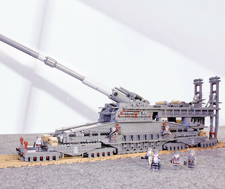Military MOC 853pcs Schwerer Gustav Model Heavy Gustav Cannon Gun Weapon  Building Blocks DIY With Tank Bricks Toys For Kids Boys