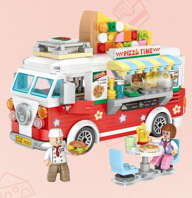 491PCS Mini Pizza Car Truck Building Blocks Bricks Cute Figures Model Fully Compatible With Lego