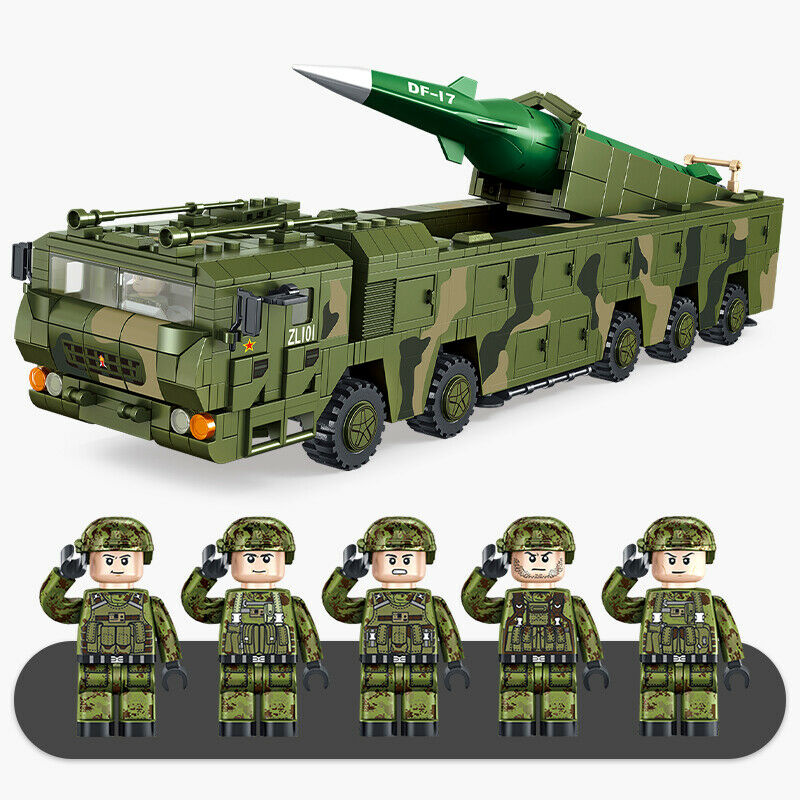 1164PCS Military China DF-17 Ballistic Missile Truck Building Block Model Figure Fully Compatible With Lego