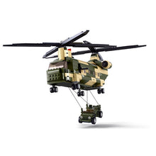 Load image into Gallery viewer, 513PCS Military WW2 CH-47 Chinook Transport Helicopter Jeep Figure Model Toy Building Block Brick Gift Kids Compatible Lego

