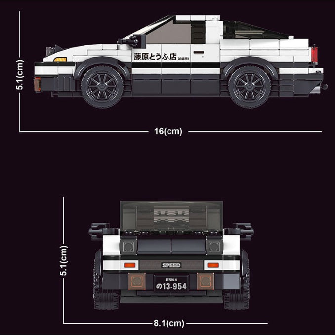 MOC Speed Cartoon Comic Initial D AE86 FD FC GTR RX7 R32 Model Toy Building Block Brick Gift Kids Compatible Lego With Display Box