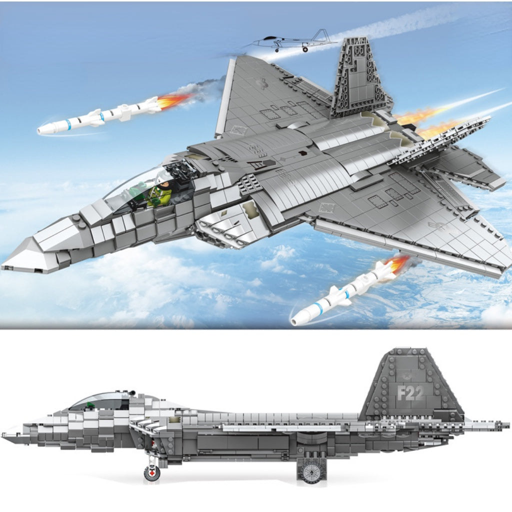 1802PCS Military WW2 F-22 Raptor Air Fighter Aircraft Figure Model