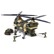 Load image into Gallery viewer, 513PCS Military WW2 CH-47 Chinook Transport Helicopter Jeep Figure Model Toy Building Block Brick Gift Kids Compatible Lego

