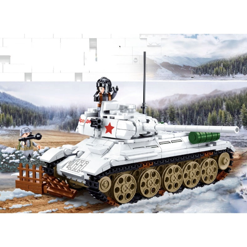 518PCS MOC Military WW2 T34 85 Medium Tank Figure Model Toy Building Block Brick Gift Kids Compatible Lego
