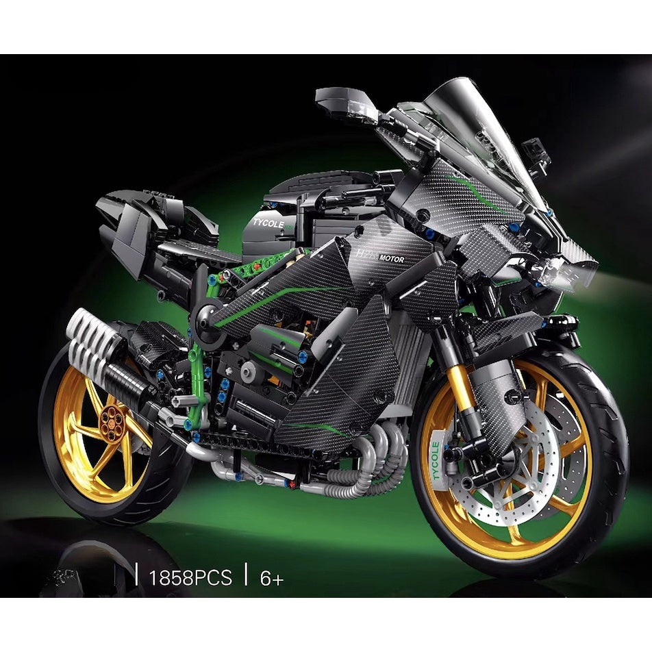1858PCS MOC Technic Large Ninja H2R Motorcycle Motor Bike Model Toy Building Block Brick Gift Kids Compatible Lego 1:5