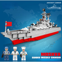 Load image into Gallery viewer, 831PCS Military WW2 Moskva Guided Missile Cruiser Slava Battle Ship Figure Model Toy Building Block Brick Gift Kids Compatible Lego
