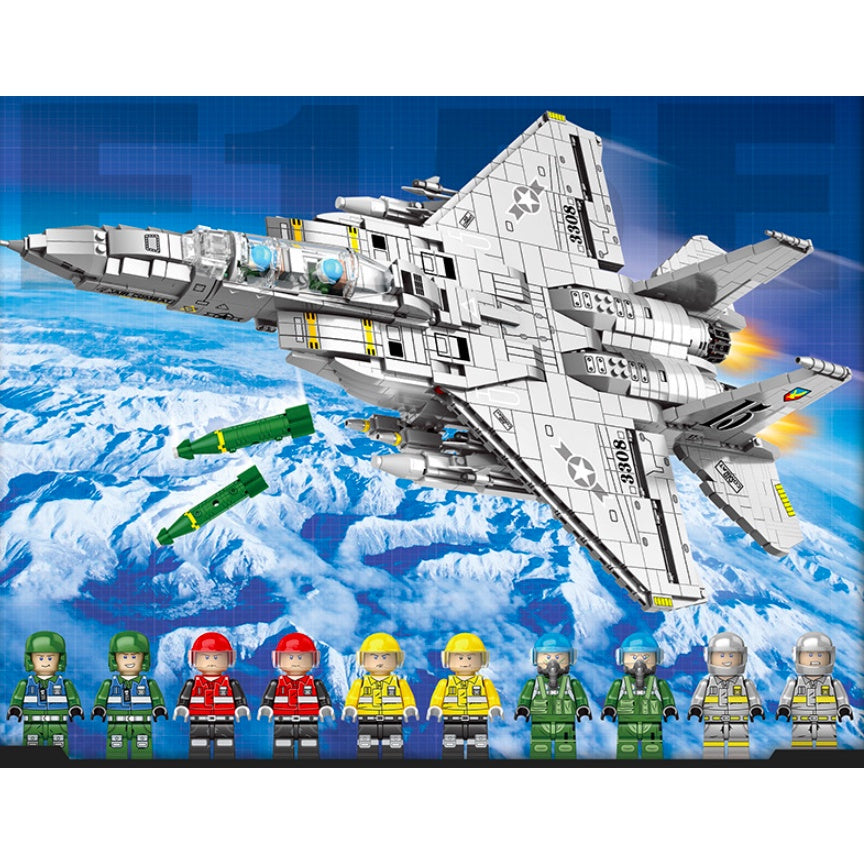 2216PCS Military WW2 F15 E Eagle Air Fighter Figure Model Toy Building Block Brick Gift Kids Compatible Lego