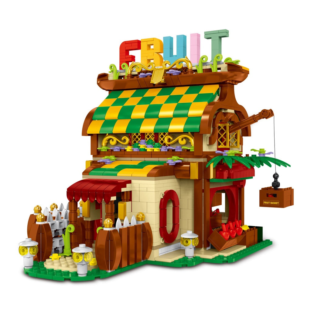 1638PCS MOC Toon City Street Fruit House Shop Model Toy Building Block Brick Gift Kids Compatible Lego