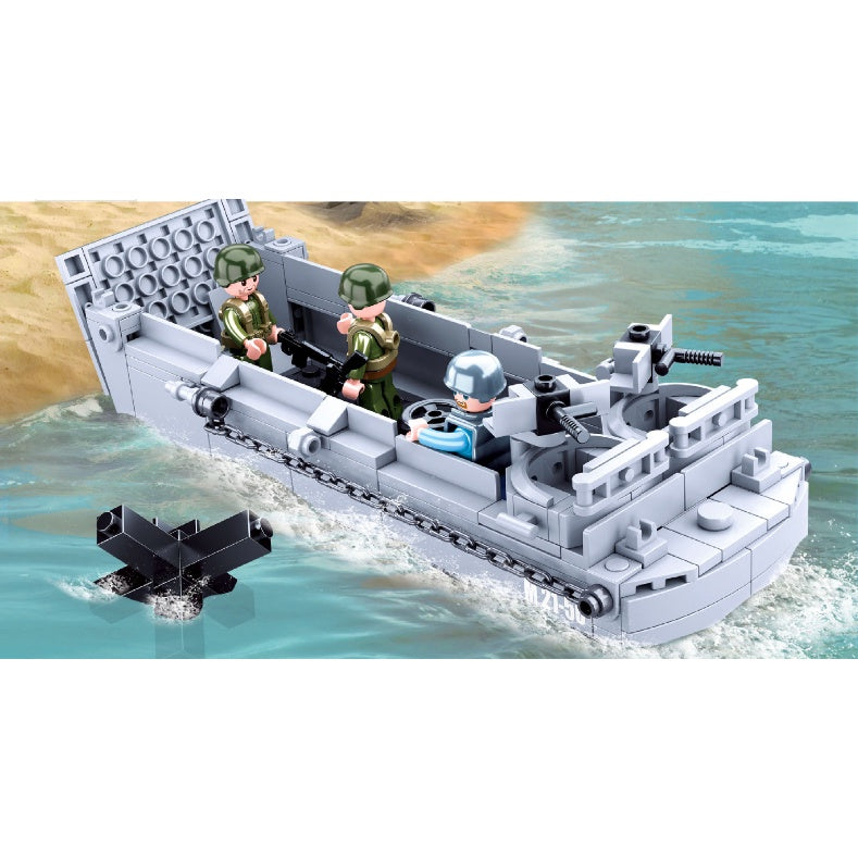 182PCS Military WW2 LCVP Higgins Landing Craft Figure Model Toy Building Block Brick Gift Kids Compatible Lego