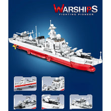 Load image into Gallery viewer, 1085PCS Military WW2 Type 052 Destroyer Luhu Class Ship Model Toy Building Block Brick Gift Kids Compatible Lego
