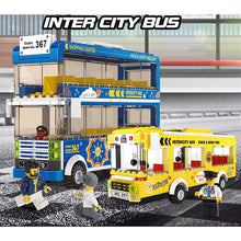 Load image into Gallery viewer, MOC City Town Tour Double Decker School Sightseeing Bus Model Toy Building Block Brick Gift Kids Compatible Lego
