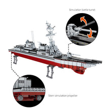 Load image into Gallery viewer, 2002PCS Military WW2 2in1 Shandong Aircraft Carrier 001A Arleigh Burke Class Destroyer Figure Model Toy Building Block Brick Gift Kids Compatible Lego
