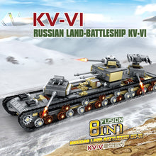 Load image into Gallery viewer, 1165PCS Military WW2 8in1 Land Battle Ship Tank KV-VI Model Toy Building Block Brick Gift Kids Compatible Lego
