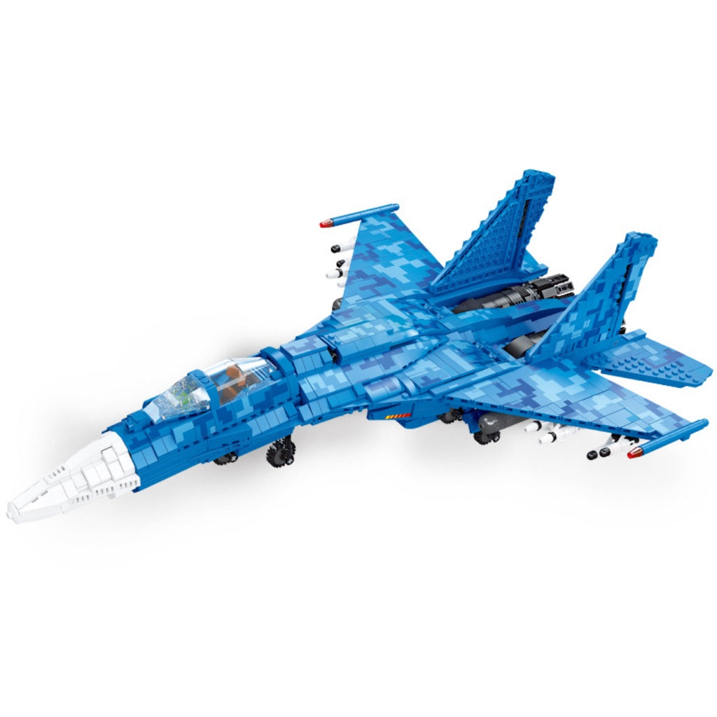 Military MOC SU-27 Flanker Fighter Jet Bricks Kids Toys