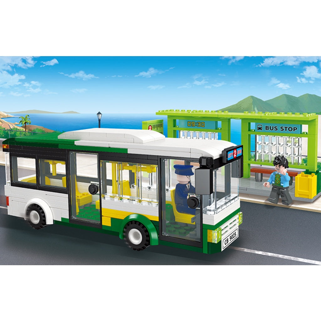 385PCS MOC City Bus Stop Station Figure Model Toy Building Block Brick Gift Kids Compatible Lego