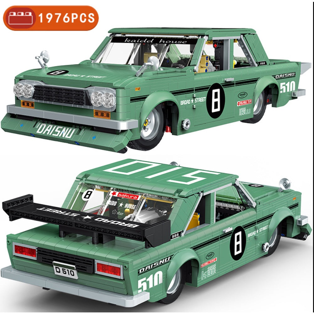 1976PCS MOC Technic Speed Datsun 510 Vintage Classic Sedan Racing Sports Car Model Toy Building Block Brick Gift Kids DIY 1:10