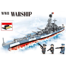 Load image into Gallery viewer, 823PCS Military WW2 Iowa Class Battleship Figure Model Toy Building Block Brick Gift Kids DIY Compatible Lego
