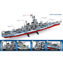 Load image into Gallery viewer, 823PCS Military WW2 Iowa Class Battleship Figure Model Toy Building Block Brick Gift Kids DIY Compatible Lego
