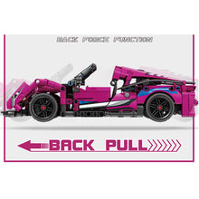 Load image into Gallery viewer, 503PCS MOC Technic Speed Purple Racing Sports Car Pull Back Model Toy Building Block Brick Gift Kids DIY Compatible Lego
